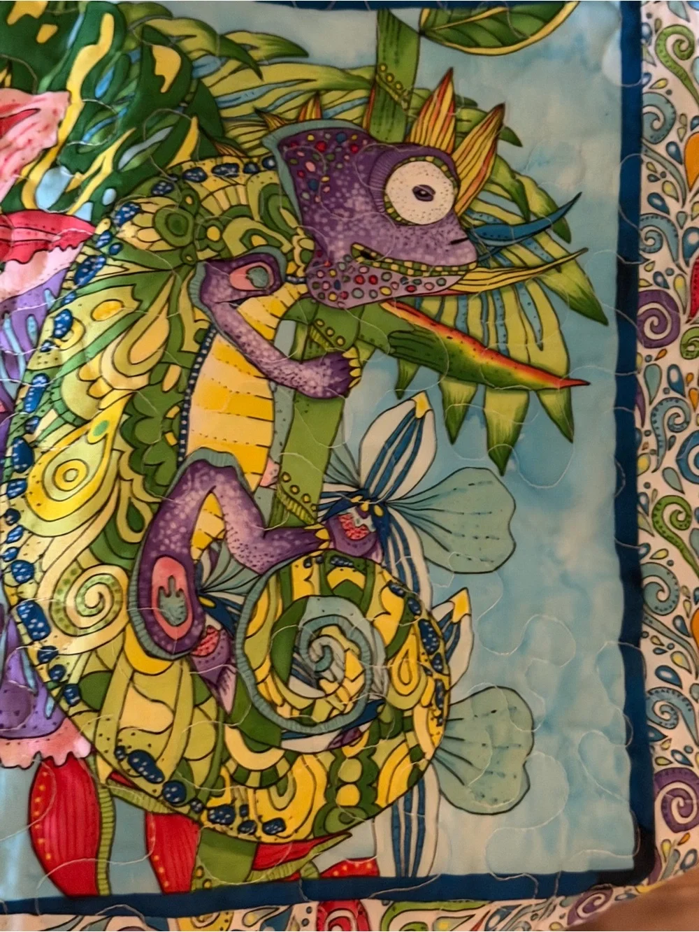 Vibrant Ocean Animal Quilted Throw Blanket - hand made   Approx 54x42. Turtle